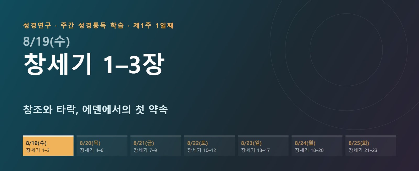 창세기 1–3장 성경통독 해설 — 창조와 타락, 에덴에서의 첫 약속 (제1주 1일째)