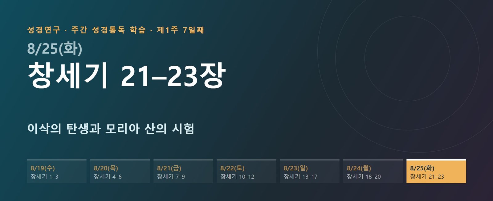 창세기 21–23장 성경통독 해설 — 이삭의 탄생과 모리아 산의 시험 (제1주 7일째)