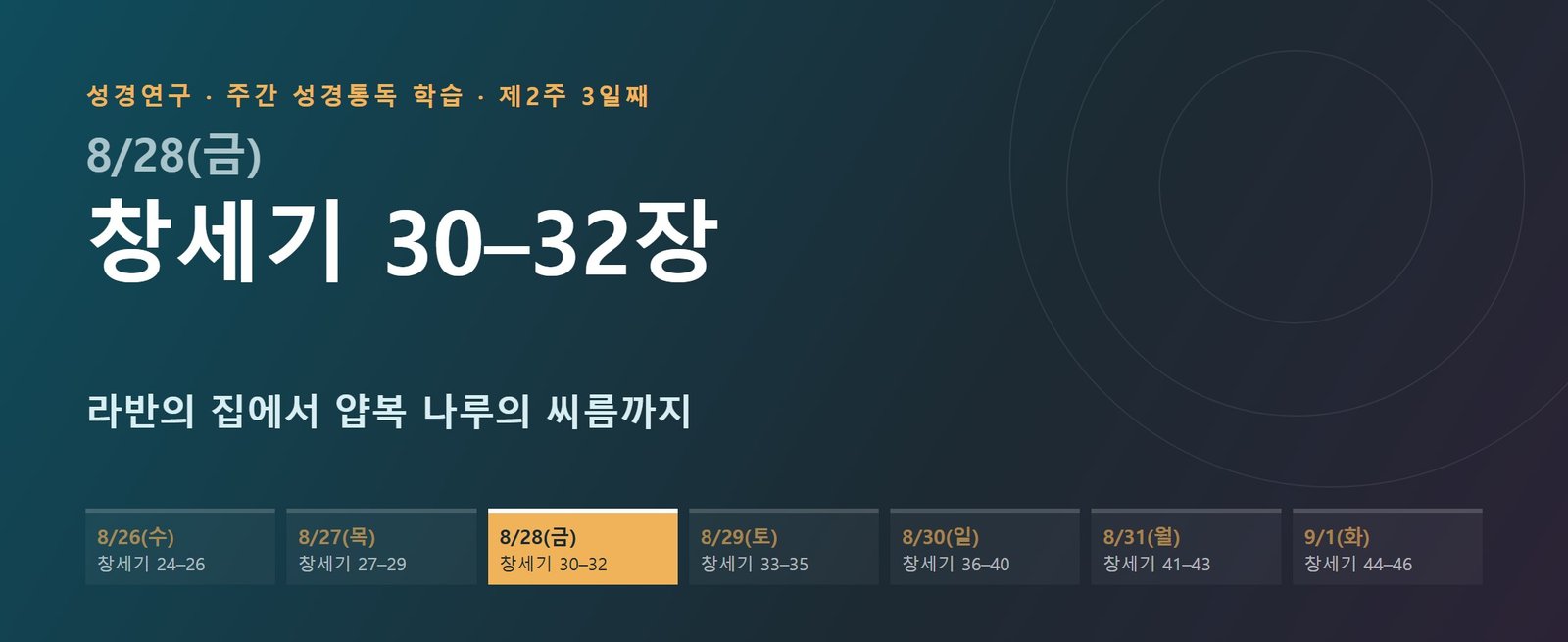 창세기 30–32장 성경통독 해설 — 라반의 집에서 얍복 나루의 씨름까지 (제2주 3일째)