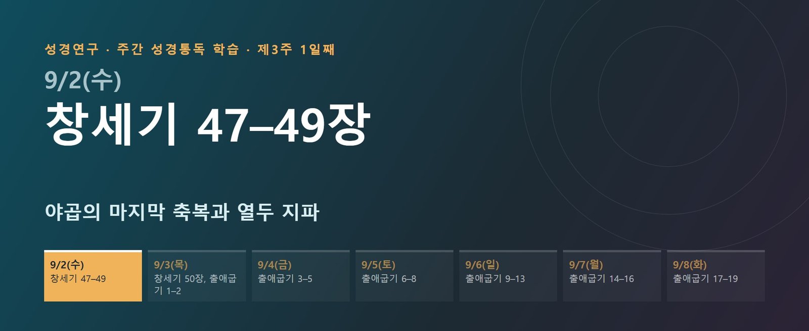 창세기 47–49장 성경통독 해설 — 야곱의 마지막 축복과 열두 지파 (제3주 1일째)
