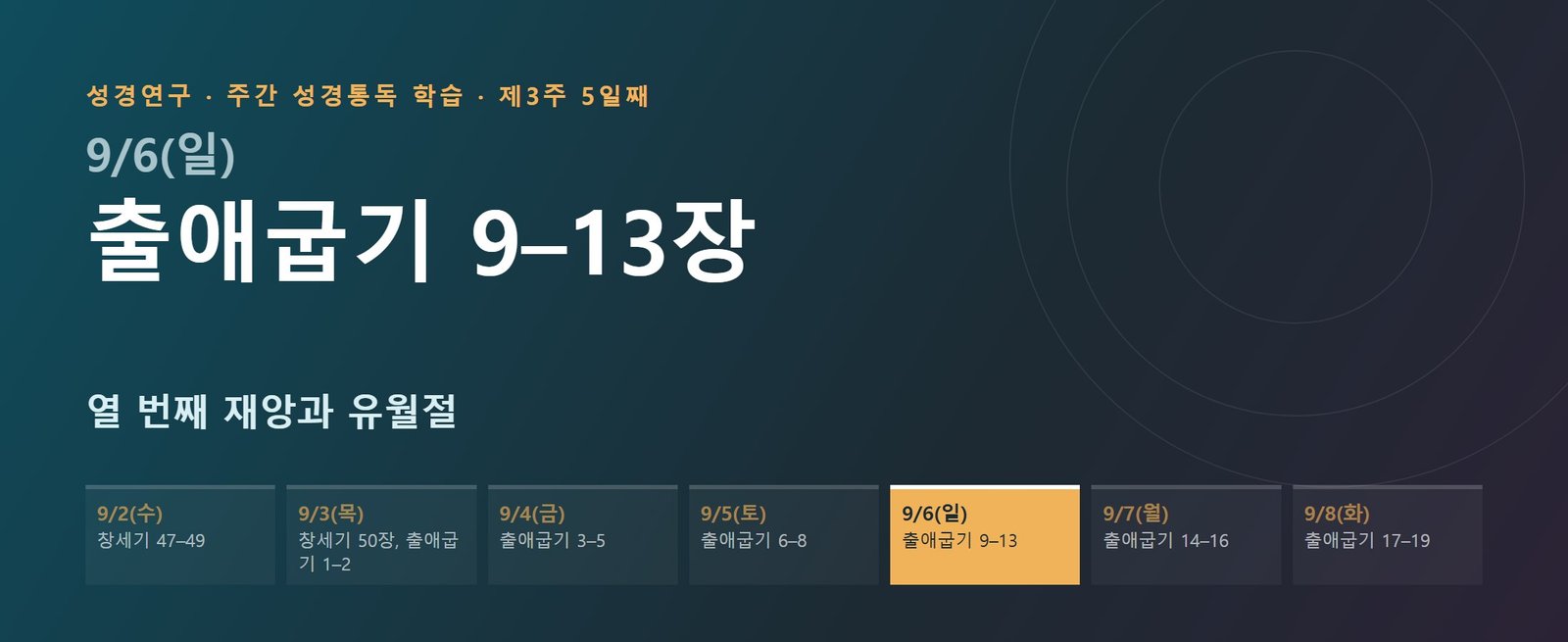 출애굽기 9–13장 성경통독 해설 — 열 번째 재앙과 유월절 (제3주 5일째)