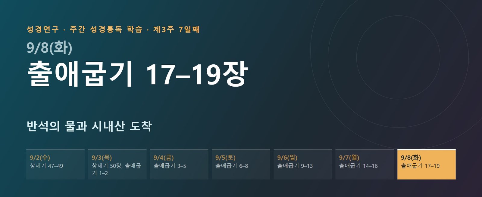 출애굽기 17–19장 성경통독 해설 — 반석의 물과 시내산 도착 (제3주 7일째)