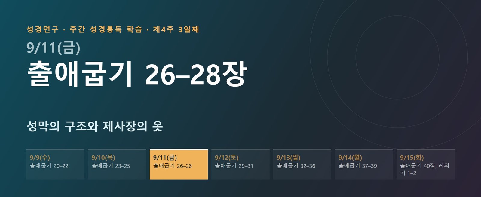 출애굽기 26–28장 성경통독 학습 대문 이미지
