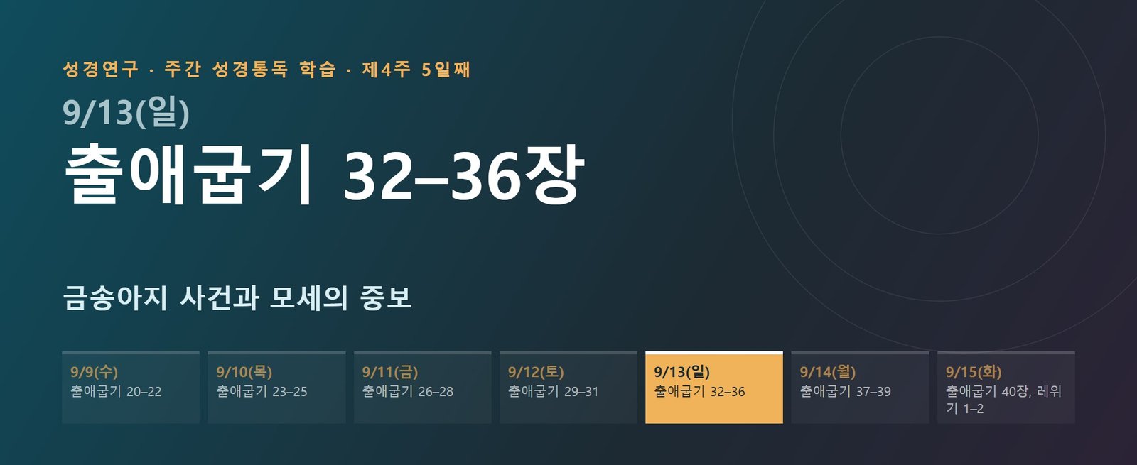 출애굽기 32–36장 성경통독 학습 대문 이미지