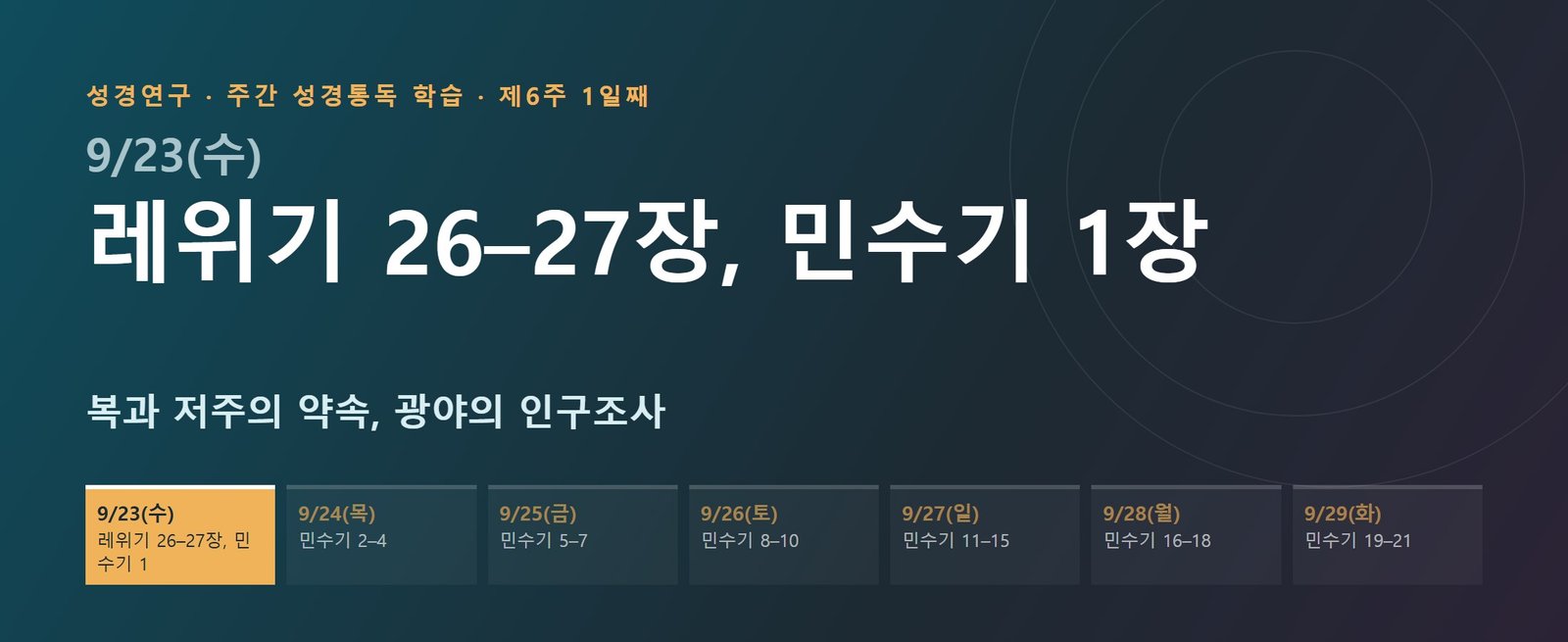레위기 26–27장, 민수기 1장 성경통독 해설 — 복과 저주의 약속, 광야의 인구조사 (제6주 1일째)