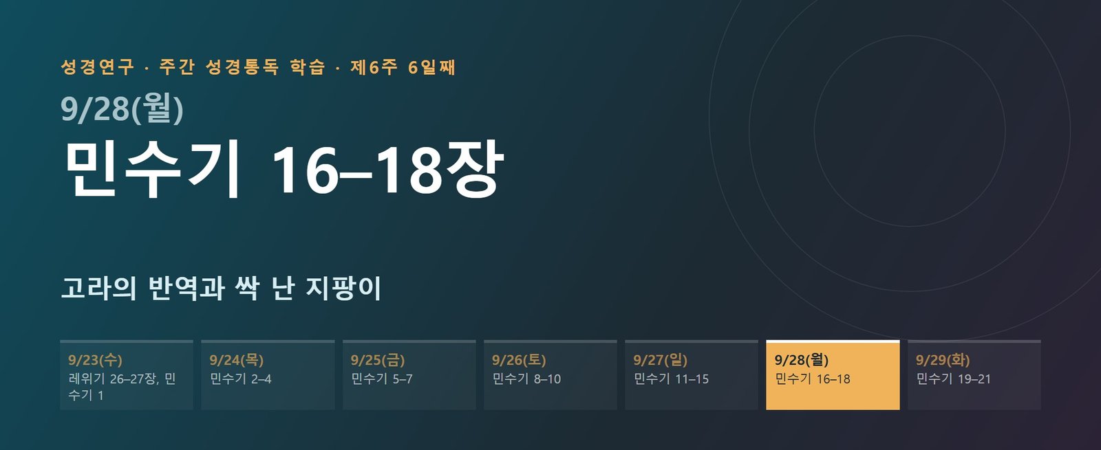 민수기 16–18장 성경통독 해설 — 고라의 반역과 싹 난 지팡이 (제6주 6일째)
