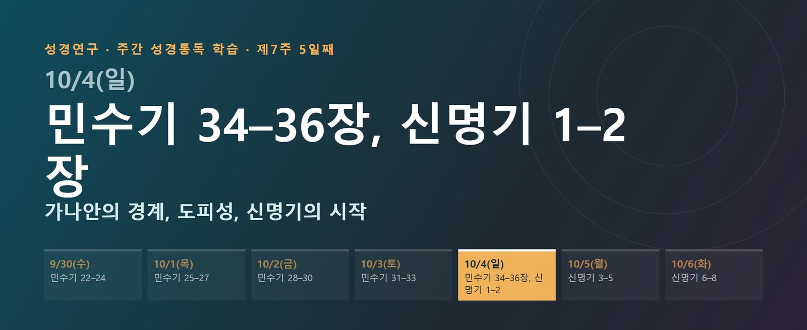 민수기 34–36장, 신명기 1–2장 성경통독 학습 대문 이미지