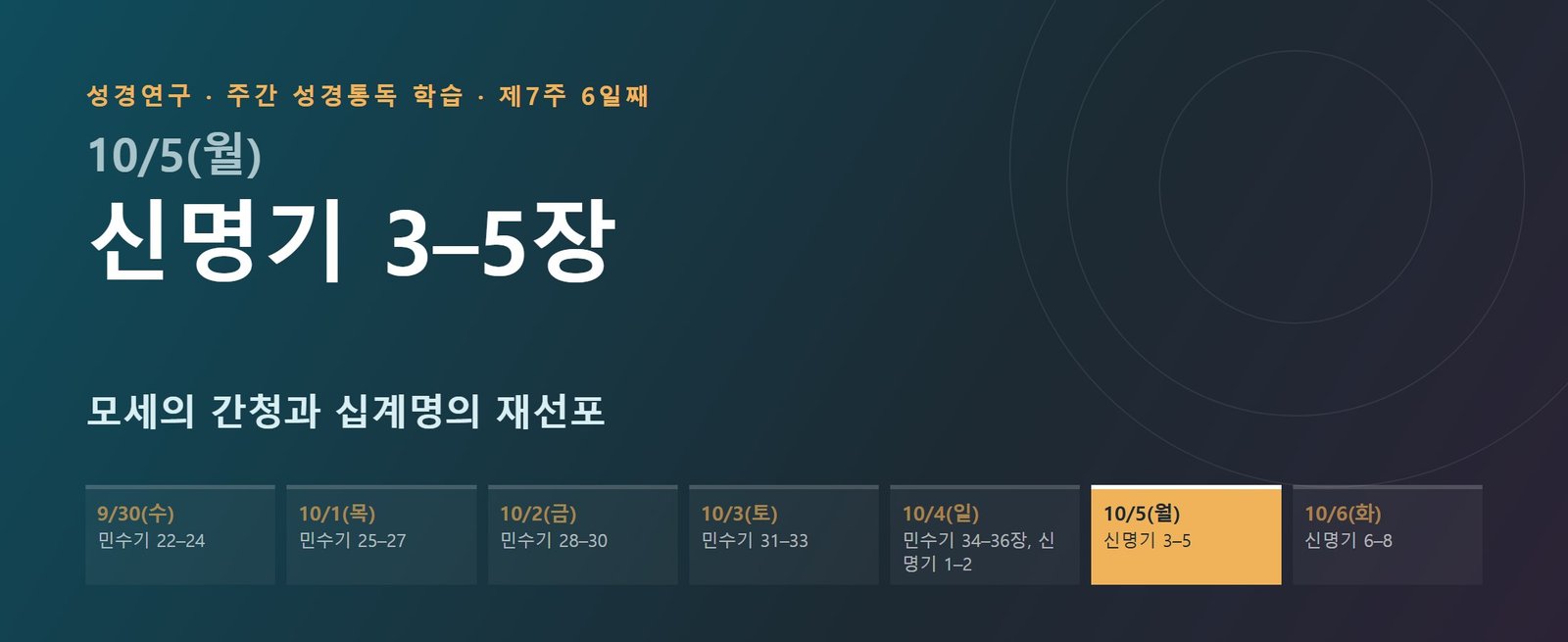 신명기 3–5장 성경통독 해설 — 모세의 간청과 십계명의 재선포 (제7주 6일째)